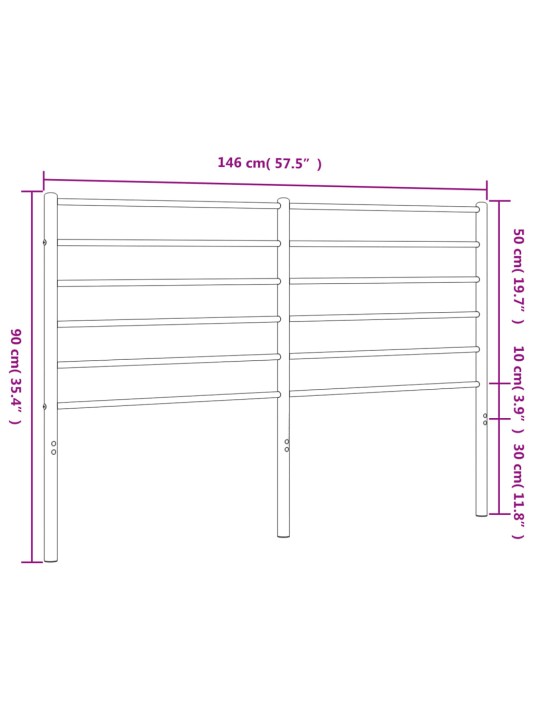 Kovové čelo postele černé 140 cm