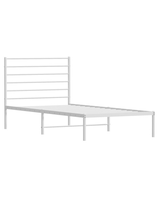 Kovový rám postele bez matrace s čelem bílý 75 x 190 cm