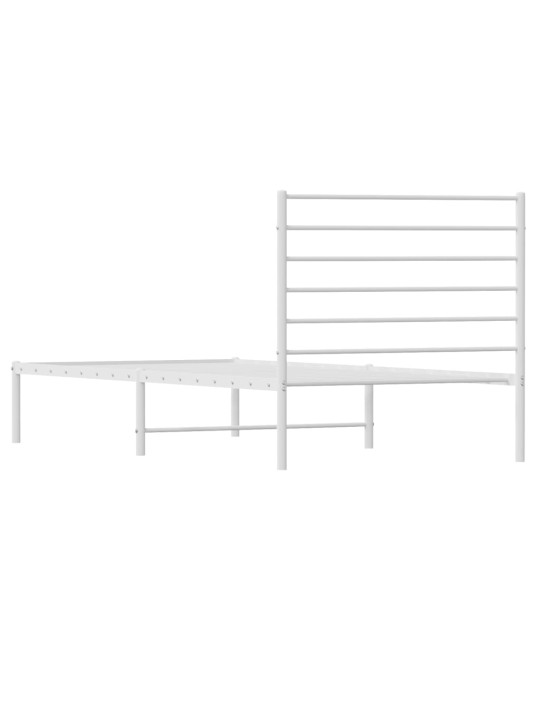 Kovový rám postele bez matrace s čelem bílý 75 x 190 cm