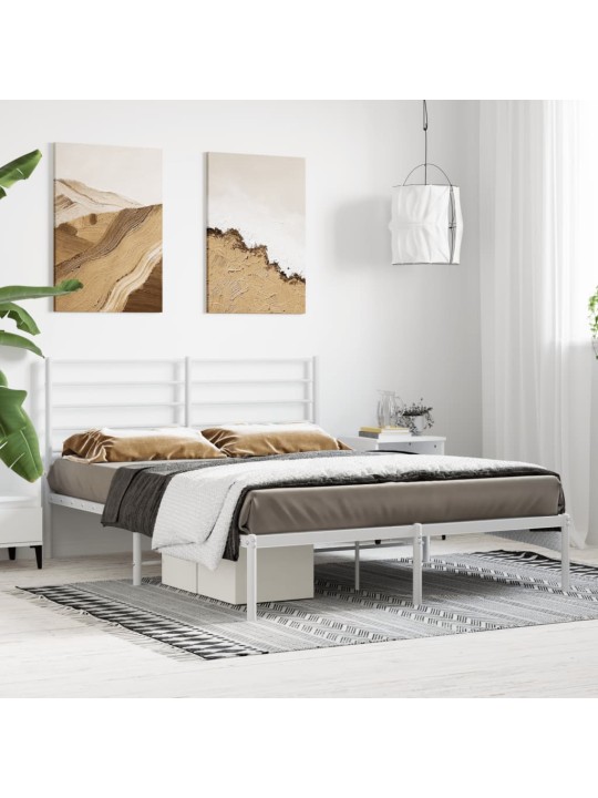 Kovový rám postele s čelem bílý 140 x 200 cm