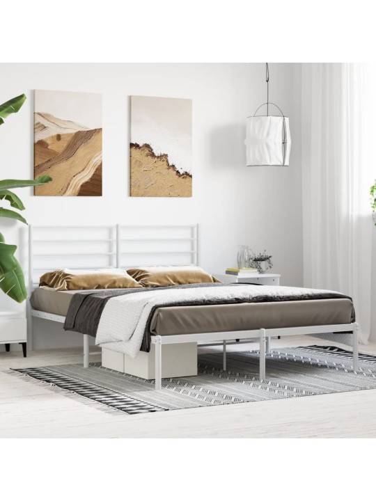 Kovový rám postele s čelem bílý 150 x 200 cm