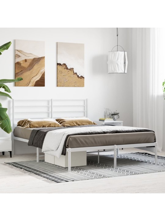 Kovový rám postele s čelem bílý 160 x 200 cm