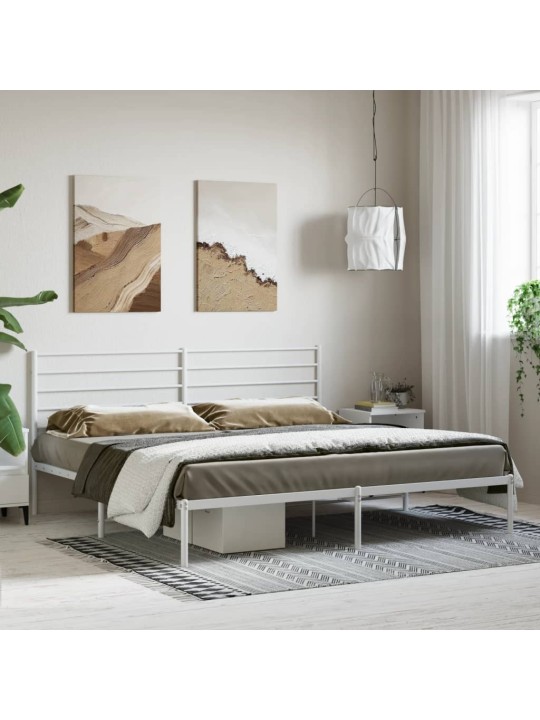 Kovový rám postele s čelem bílý 180 x 200 cm