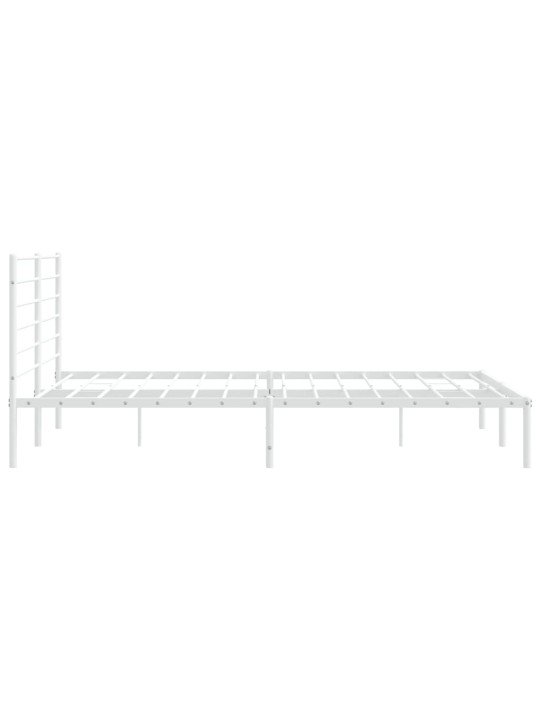 Kovový rám postele s čelem bílý 200 x 200 cm