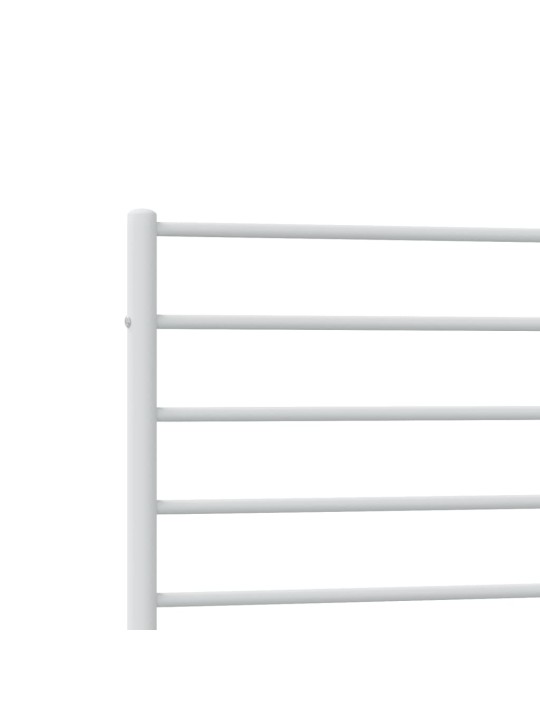 Kovový rám postele s hlavovým a nožním čelem bílý 100 x 200 cm