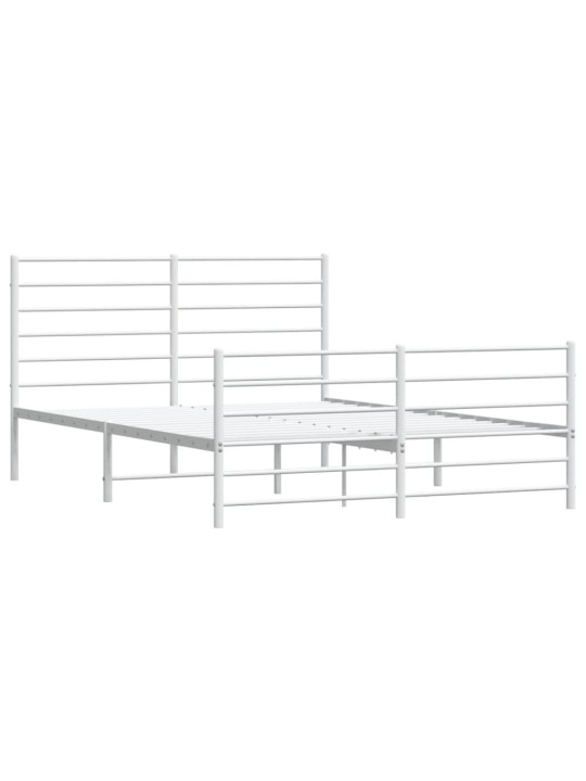 Kovový rám postele s hlavovým a nožním čelem bílý 120 x 200 cm