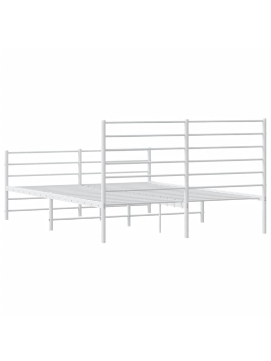 Kovový rám postele s hlavovým a nožním čelem bílý 120 x 200 cm