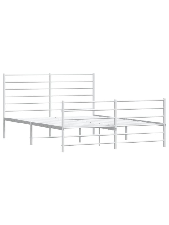 Kovový rám postele s hlavovým a nožním čelem bílý 150 x 200 cm