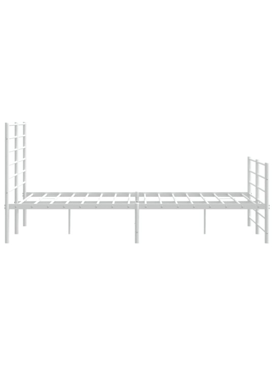 Kovový rám postele s hlavovým a nožním čelem bílý 160 x 200 cm