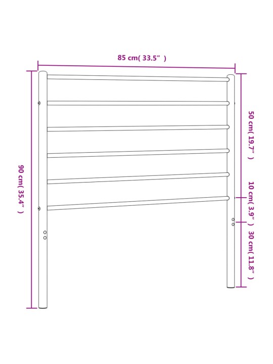 Kovové čelo postele bílé 80 cm