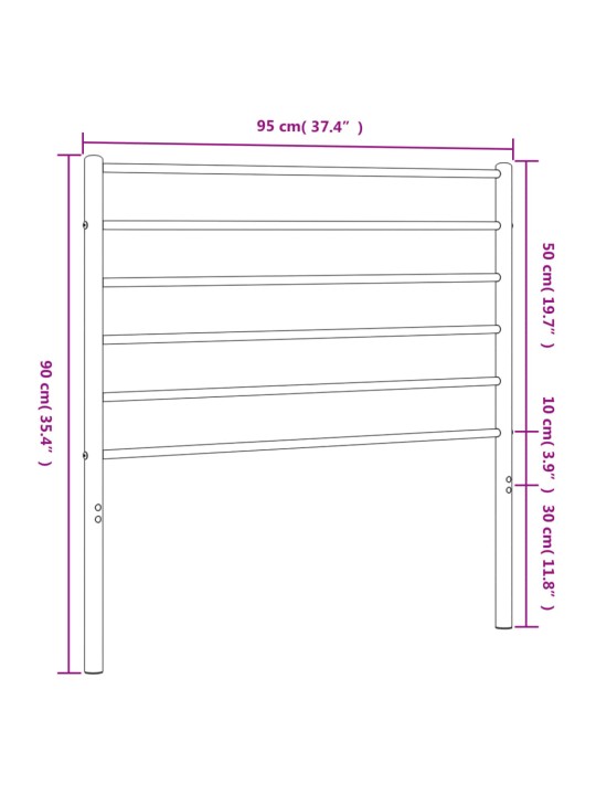 Kovové čelo postele bílé 90 cm