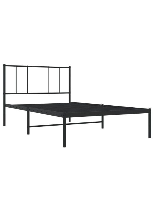 Kovový rám postele s čelem černý 80 x 200 cm