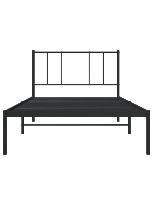 Kovový rám postele s čelem černý 80 x 200 cm