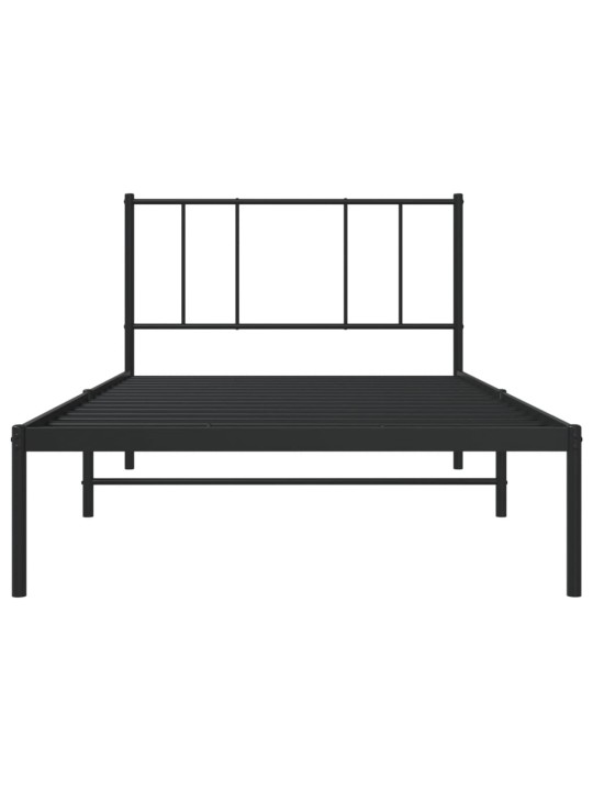 Kovový rám postele s čelem černý 100 x 200 cm