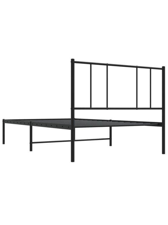 Kovový rám postele s čelem černý 107 x 203 cm