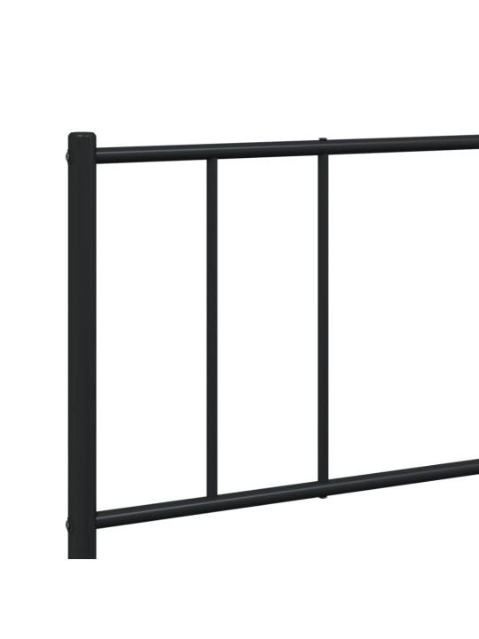 Kovový rám postele s čelem černý 200 x 200 cm
