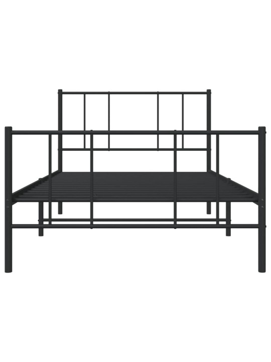 Kovový rám postele s hlavovým a nožním čelem černý 75 x 190 cm