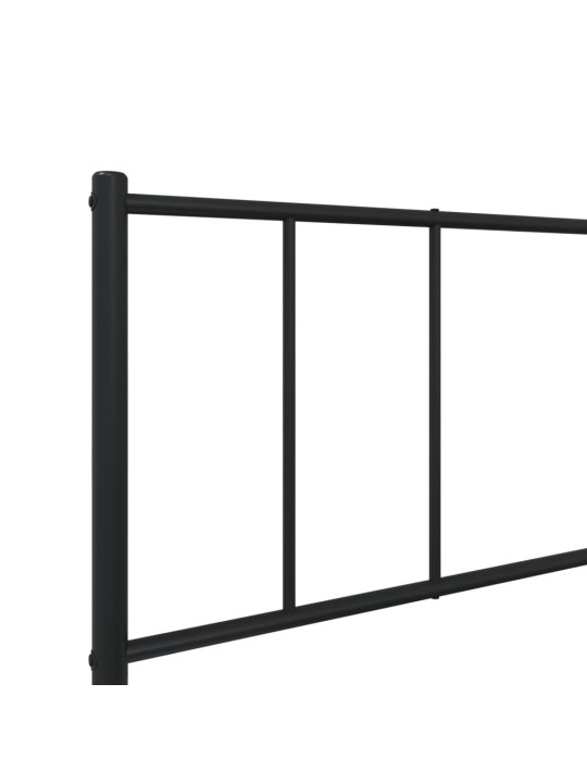 Kovový rám postele s hlavovým a nožním čelem černý 75 x 190 cm