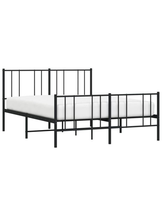 Kovový rám postele s hlavovým a nožním čelem černý 120 x 200 cm