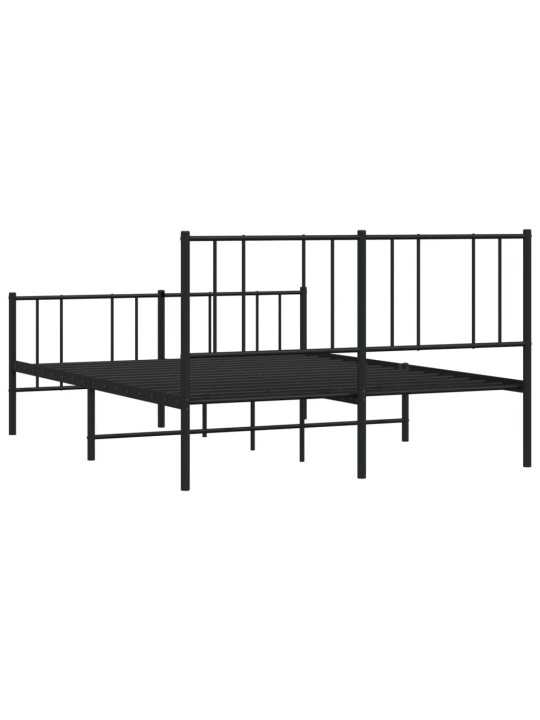 Kovový rám postele s hlavovým a nožním čelem černý 120 x 200 cm