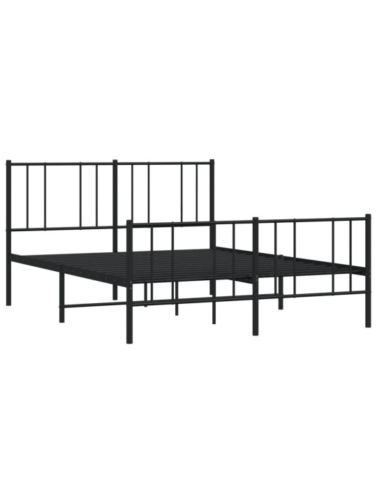 Kovový rám postele s hlavovým a nožním čelem černý 140 x 190 cm