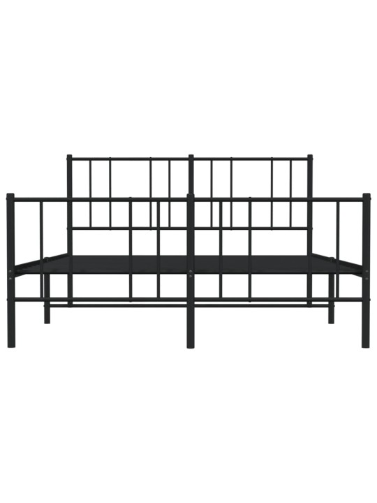 Kovový rám postele s hlavovým a nožním čelem černý 140 x 200 cm