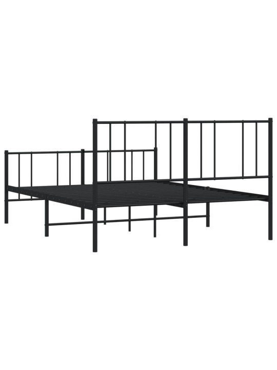 Kovový rám postele s hlavovým a nožním čelem černý 140 x 200 cm