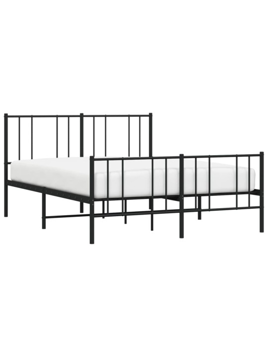 Kovový rám postele s hlavovým a nožním čelem černý 150 x 200 cm