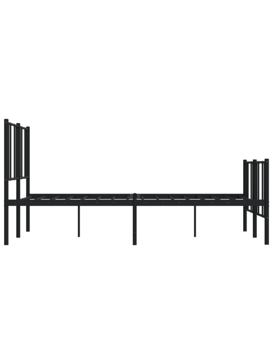 Kovový rám postele s hlavovým a nožním čelem černý 150 x 200 cm
