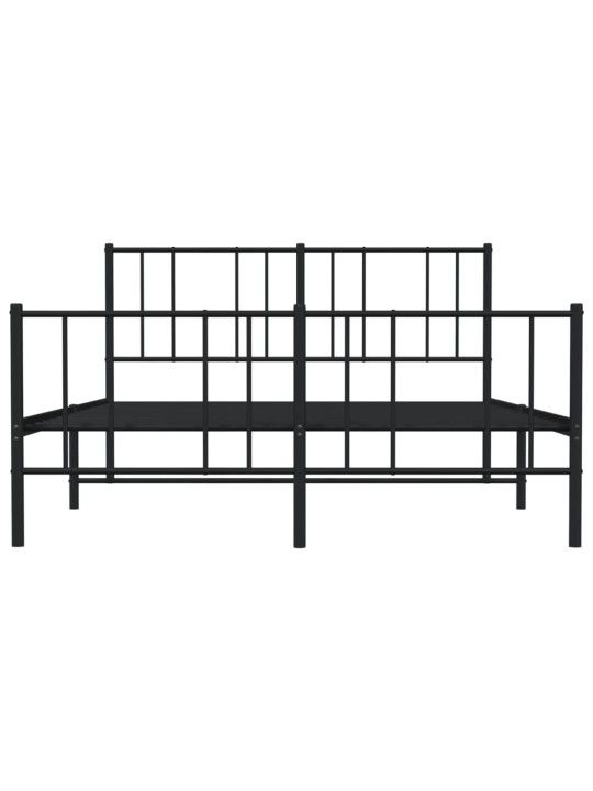 Kovový rám postele bez matrace s nožním čelem černý 160x200 cm