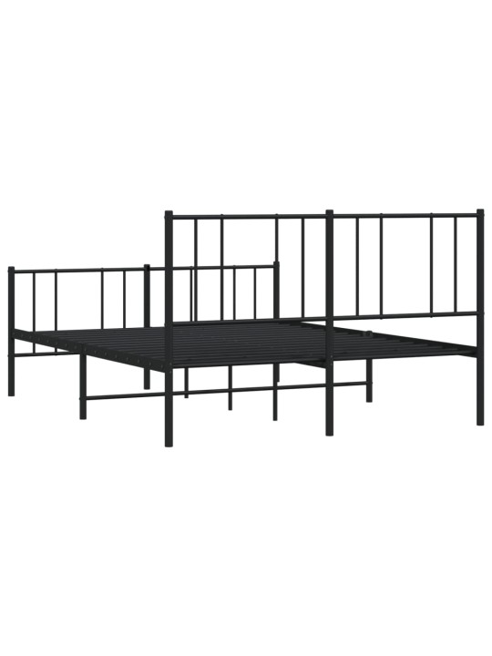 Kovový rám postele bez matrace s nožním čelem černý 160x200 cm