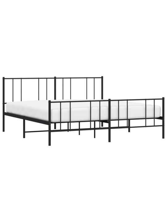 Kovový rám postele bez matrace s nožním čelem černý 180x200 cm