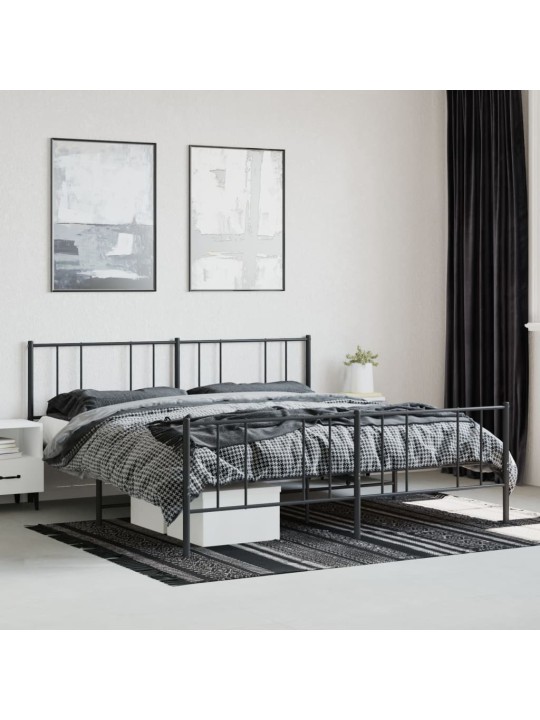 Kovový rám postele bez matrace s nožním čelem černý 180x200 cm