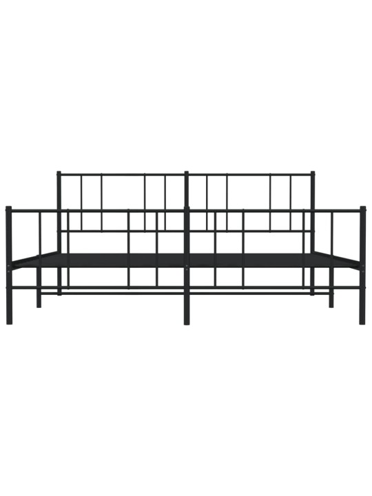 Kovový rám postele bez matrace s nožním čelem černý 180x200 cm
