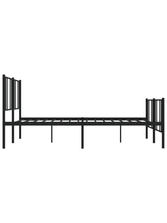 Kovový rám postele bez matrace s nožním čelem černý 180x200 cm