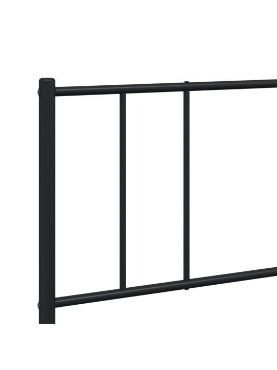 Kovový rám postele s hlavovým a nožním čelem černý 200 x 200 cm
