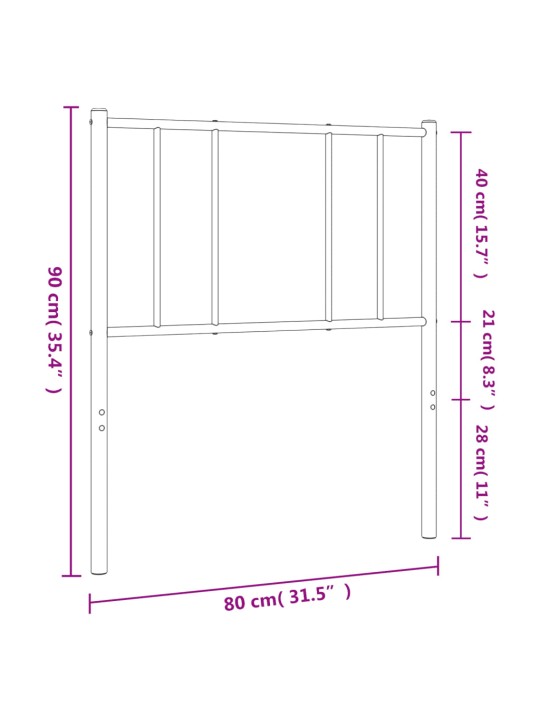 Kovové čelo postele černé 75 cm