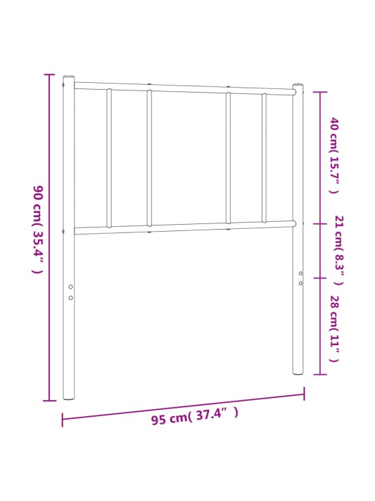 Kovové čelo postele černé 90 cm