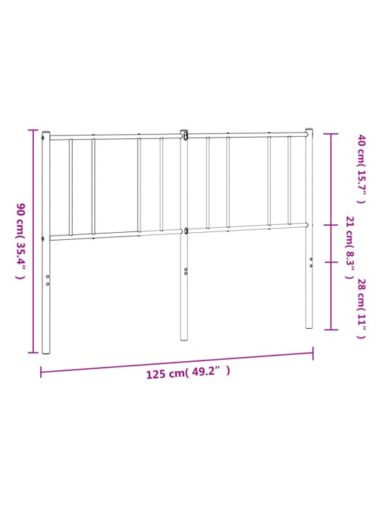 Kovové čelo postele černé 120 cm