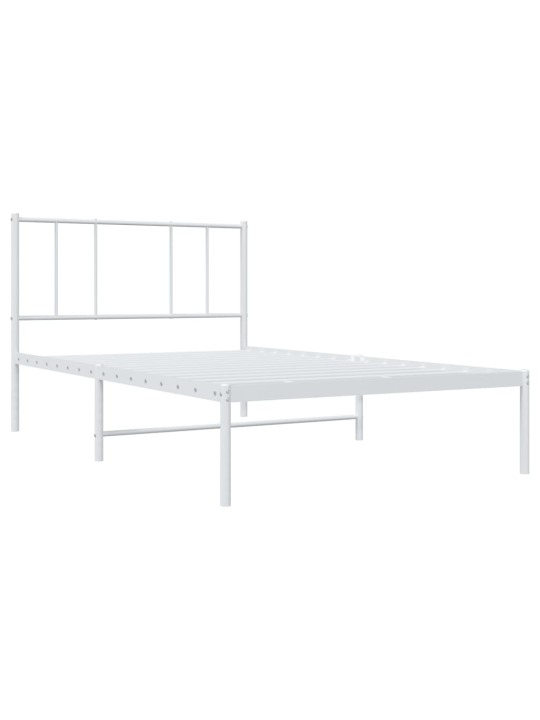 Kovový rám postele bez matrace s čelem bílý 75 x 190 cm