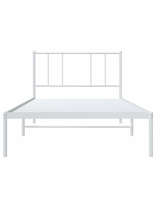 Kovový rám postele bez matrace s čelem bílý 75 x 190 cm