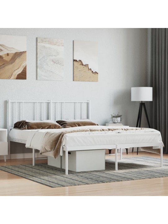 Kovový rám postele s čelem bílý 120 x 200 cm