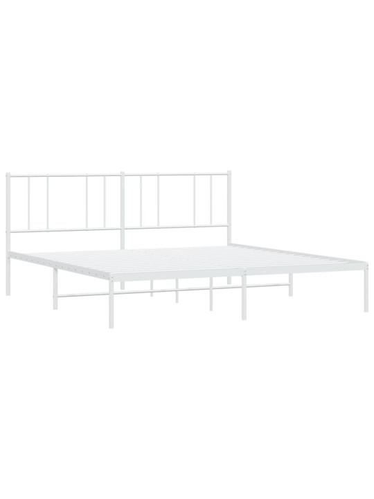 Kovový rám postele s čelem bílý 200 x 200 cm