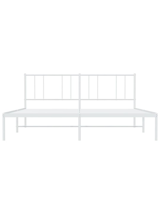 Kovový rám postele s čelem bílý 200 x 200 cm