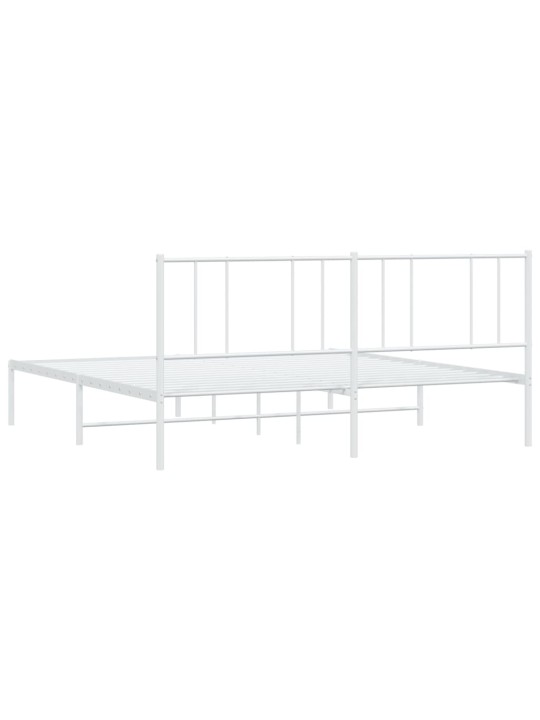 Kovový rám postele s čelem bílý 200 x 200 cm