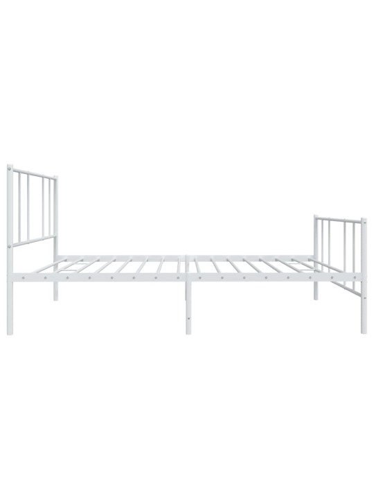 Kovový rám postele s hlavovým a nožním čelem bílý 100 x 200 cm