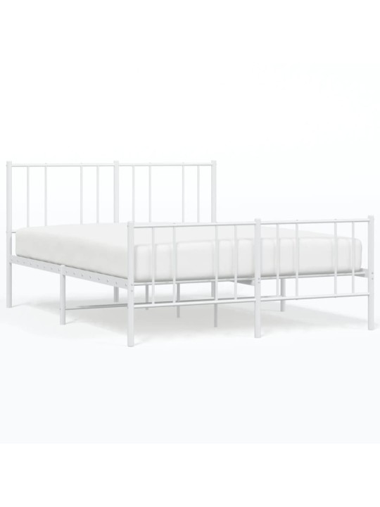 Kovový rám postele s hlavovým a nožním čelem bílý 120 x 200 cm
