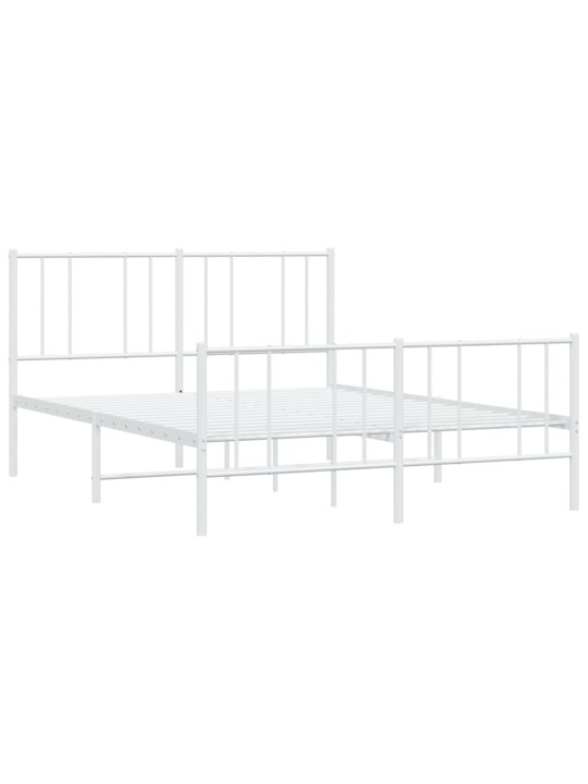 Kovový rám postele s hlavovým a nožním čelem bílý 120 x 200 cm