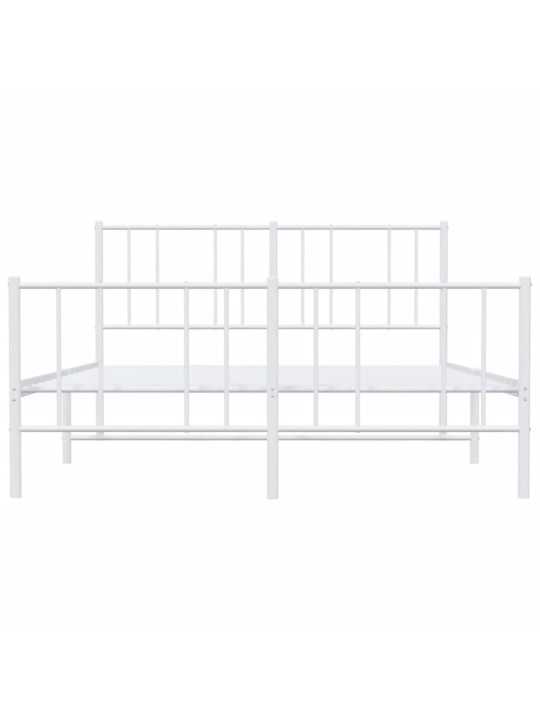 Kovový rám postele s hlavovým a nožním čelem bílý 120 x 200 cm