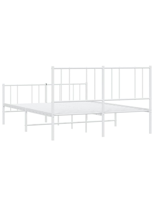 Kovový rám postele s hlavovým a nožním čelem bílý 120 x 200 cm